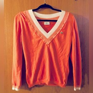 Vintage Lacoste Orange V-neck Sweater